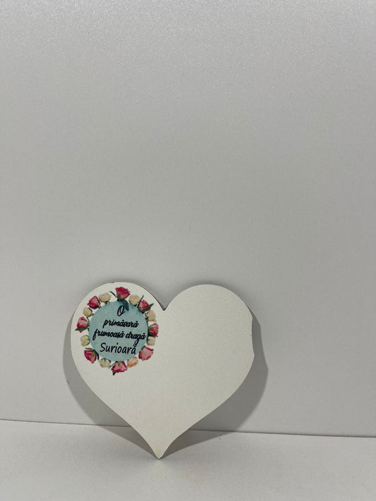 Blank pentru martisor inima  O primavara frumoasa draga Surioara  v177-15